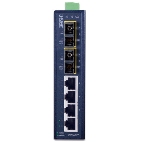 Planet 4-Port RJ45 2-Port 100Base-FX Industrial Ethernet Switch