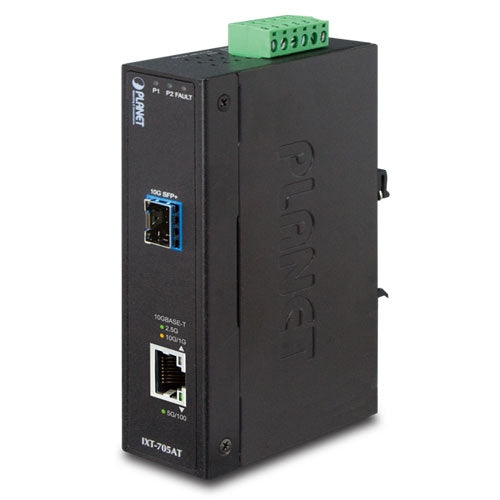 Planet IXT-705AT Industrial 10G/5G/2.5G/1G/100M Copper to 10GBASE-X SFP+ Media Converter