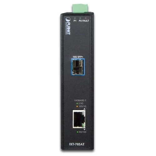 Planet IXT-705AT Industrial 10G/5G/2.5G/1G/100M Copper to 10GBASE-X SFP+ Media Converter