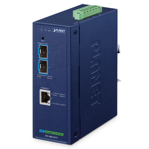 Planet IXT-900-2X1T Industrial 2-Port 10GBASE-X SFP+ 1-Port 10GBASE-T Managed Media Converter