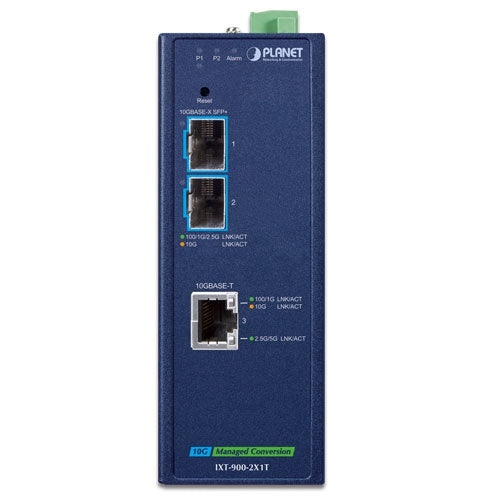 Planet IXT-900-2X1T Industrial 2-Port 10GBASE-X SFP+ 1-Port 10GBASE-T Managed Media Converter