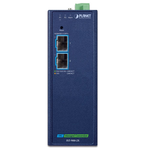 Planet IXT-900-2X Industrial 2-Port 10GBASE-X SFP+ Managed Media Converter