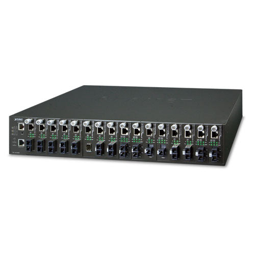 Planet 19″ 2U 16-Slot Managed Media Converter Chassis with Optional Redundant Power