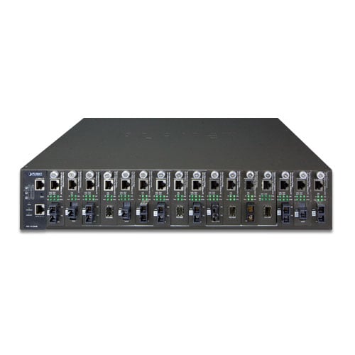 Planet 19″ 2U 16-Slot Managed Media Converter Chassis with Optional Redundant Power