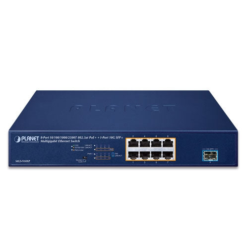 Planet MGS-910XP  8-Port 2.5G PoE+ 10G SFP+ Multigigabit Ethernet Switch (120 Watts)
