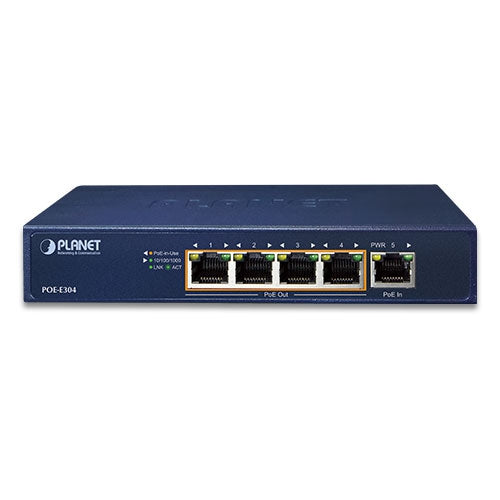 Planet POE-E304 1-Port 60W Ultra PoE to 4-Port 802.3af/at Gigabit PoE Extender