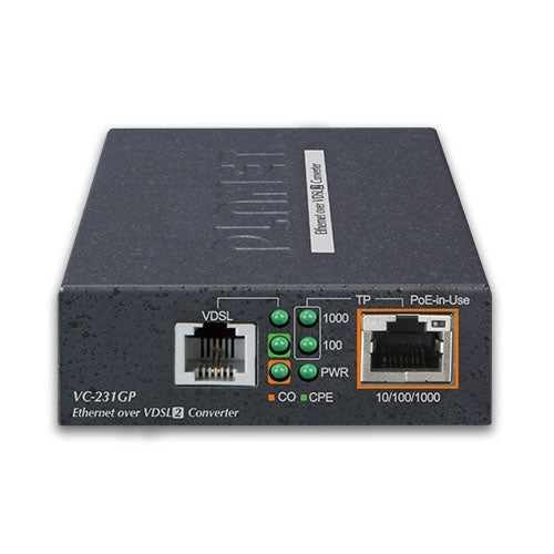 Planet VC-231GP 1-Port Gigabit 802.3at PoE+ Ethernet to VDSL2 Converter