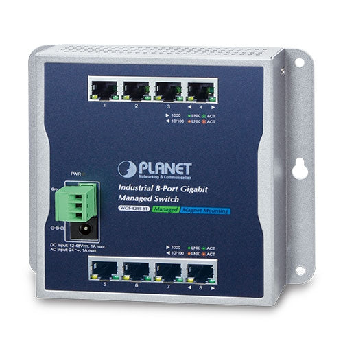 Planet WGS-4215-8T IP30, IPv6/IPv4, 8-Port 1000TP Wall-mount Managed Ethernet Switch