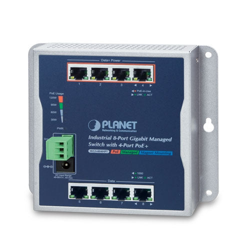 Planet WGS-804HPT 8-Port Wall-mount Managed Ethernet Switch with 4-Port 802.3AT PoE+