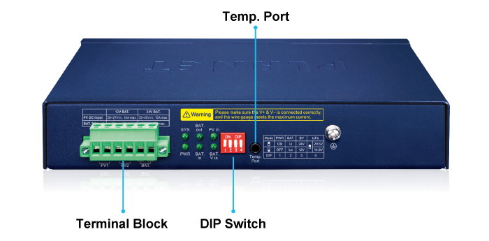 Planet  5-Port 802.3at PoE+ Solar PoE Switch with 1-Port 1000X SFP and LCD Display