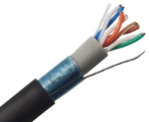 CAT5E Outdoor Bulk Ethernet Cable, Direct Burial Shielded Solid Copper, Water Blocking Layer, 24 AWG