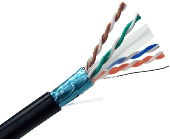 CAT6A Outdoor Bulk Ethernet Cable Direct Burial Shielded Solid Copper 23 AWG 1000FT