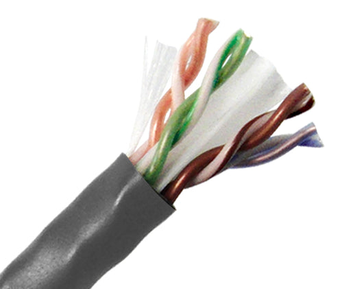 CAT6 Plenum Bulk Ethernet Cable, CMP, Solid Copper UTP, 23 AWG 1000FT Gray