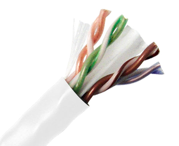 CAT6 Plenum Bulk Ethernet Cable, CMP, Solid Copper UTP, 23 AWG 1000FT -White
