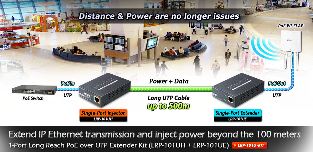 Planet LRP-101U-KIT Convenient PoE over UTP Extender in Harsh Environment