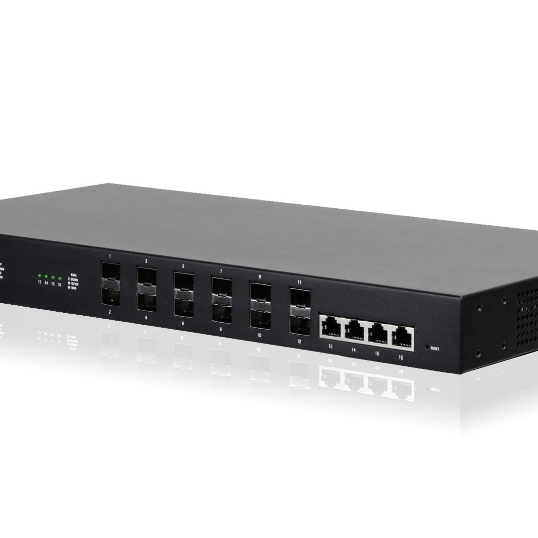 Ubiquiti ES-12F EdgeSwitch Managed Gigabit Fiber Switch, 12-Port SFP + 4-Port Gigabit RJ45