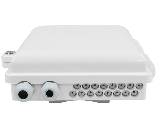 Wall Mount Fiber Distribution Unit, Plastic, 16 SC Connections, 24 Splices, Outdoor, IP-65 Rated