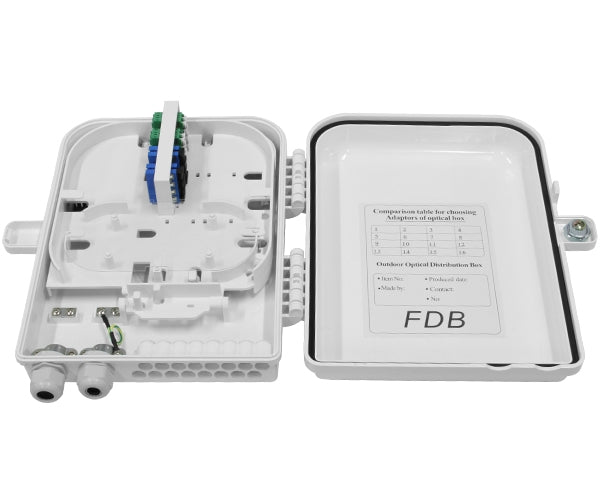 Wall Mount Fiber Distribution Unit, Plastic, 16 SC Connections, 24 Splices, Outdoor, IP-65 Rated