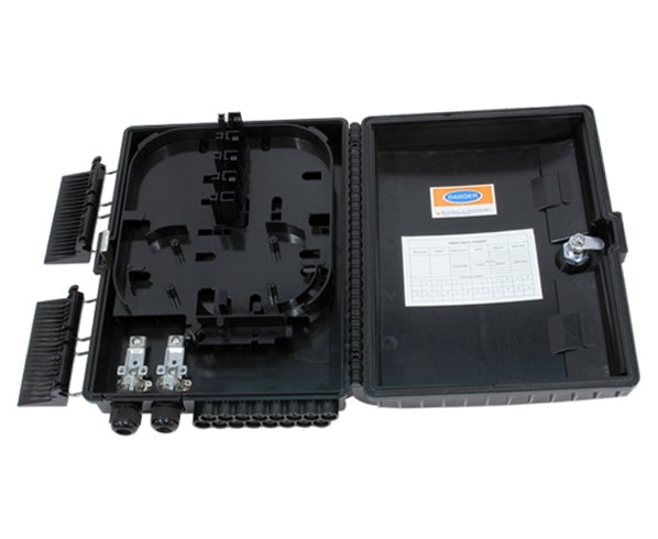 Fiber Distribution Unit, Wall Mount, Plastic, 16 SC Connections, 24 Splices, Outdoor, IP-66 Rated