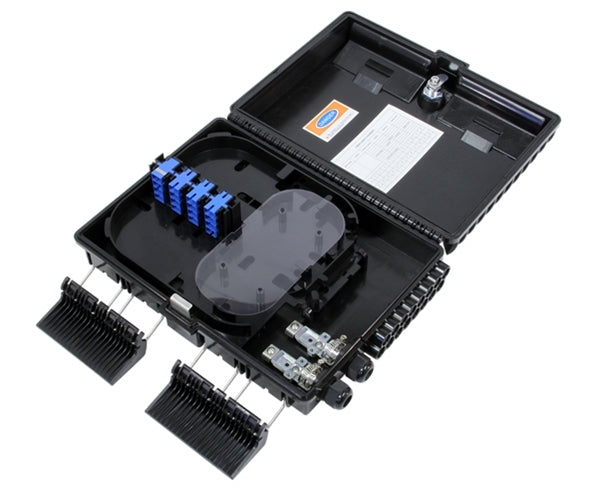 Fiber Distribution Unit, Wall Mount, Plastic, 16 SC Connections, 24 Splices, Outdoor, IP-66 Rated