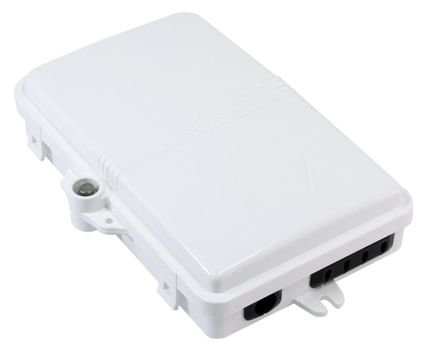 Wall Mount Fiber Distribution Unit, 4 SC Connections and 8 Splices, Outdoor IP-66 Rated, Plastic