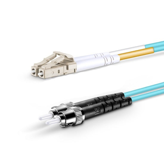 LC UPC to ST UPC Duplex OM3 Multimode PVC (OFNR) 2.0mm Fiber Optic Patch Cable 2M (7ft)