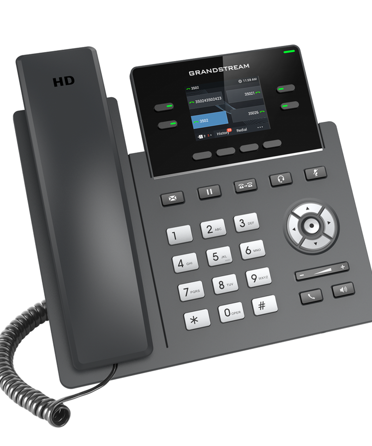 Grandstream: 4 Lines, 2 SIP Accounts, 2.4 in screen