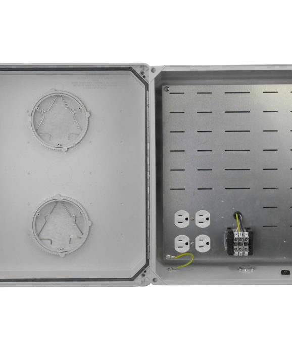 HW-N18-1V- 120 VAC 18x16x8 Vented Weatherproof Enclosure with Mounting Plate