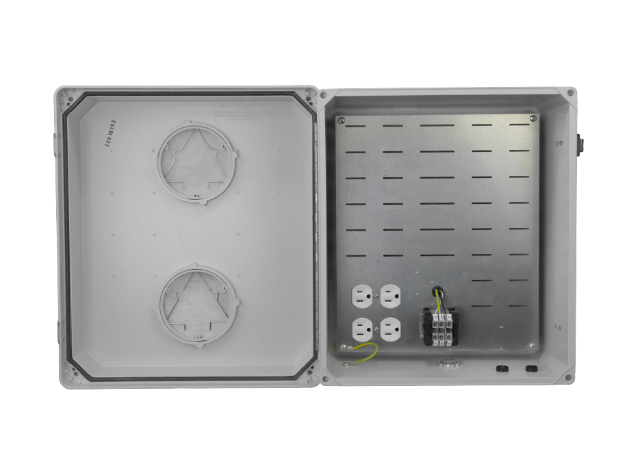 HW-N18-1V- 120 VAC 18x16x8 Vented Weatherproof Enclosure with Mounting Plate
