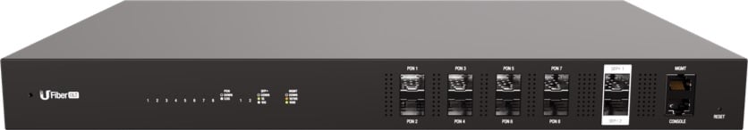 Ubiquiti UFiber UF‑OLT GPON Optical Line Terminal, 8-Port SFP, 2-Port 10G SFP+, Dual Modular Power Adapters