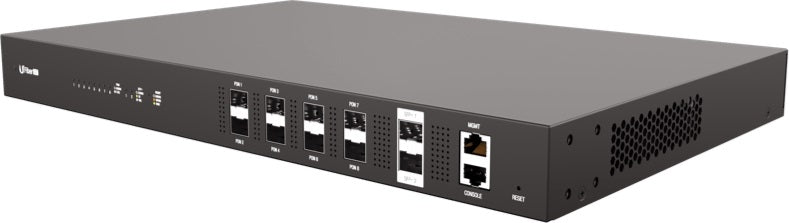 Ubiquiti UFiber UF‑OLT GPON Optical Line Terminal, 8-Port SFP, 2-Port 10G SFP+, Dual Modular Power Adapters