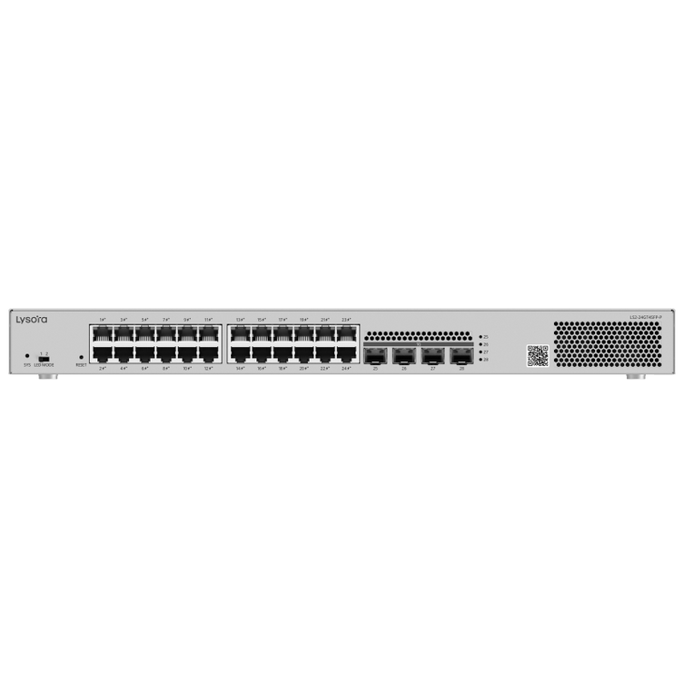 Lysora LS2-24GT4SFP-P 24-Port Layer 2 Managed PoE Switch with 370 W PoE Budget