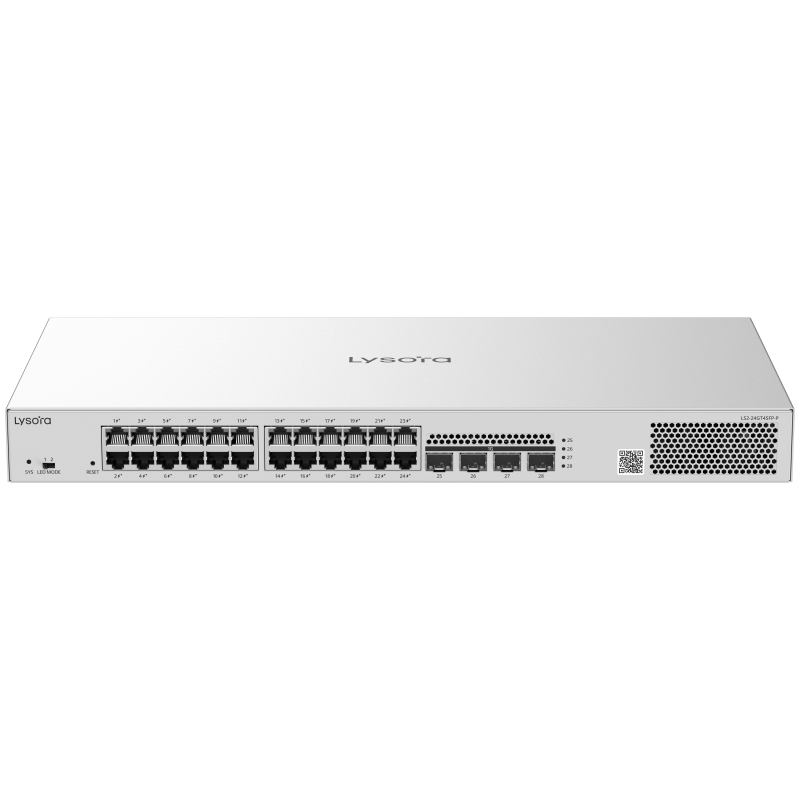 Lysora LS2-24GT4SFP-P 24-Port Layer 2 Managed PoE Switch with 370 W PoE Budget