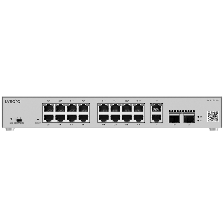 Lysora LCS-16GS-P 16-Port Cloud Managed PoE Switch with 250 W PoE Budget