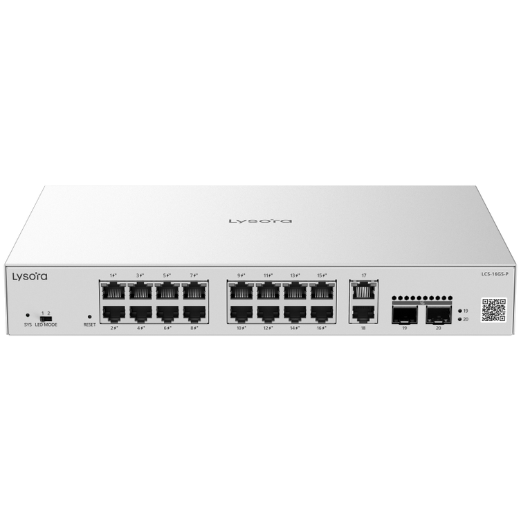 Lysora LCS-16GS-P 16-Port Cloud Managed PoE Switch with 250 W PoE Budget