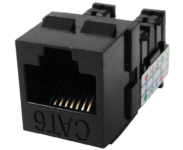 CAT6 RJ45 Punch Down Keystone Jack, Unshielded MIG+, High Density-Black