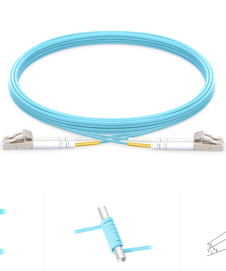 LC UPC to LC UPC Duplex OM3 Multimode PVC (OFNR) 2.0mm Fiber Optic Patch Cable 15m (49ft)