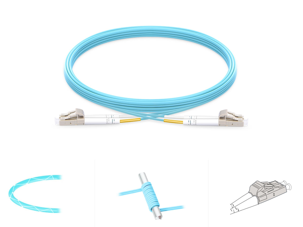 LC UPC to LC UPC Duplex OM3 Multimode PVC (OFNR) 2.0mm Fiber Optic Patch Cable 15m (49ft)