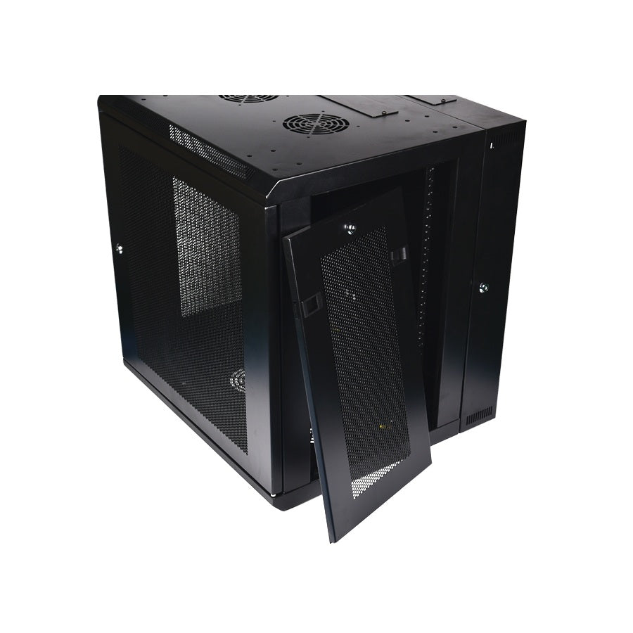 LightSaber Optics 12U Wall Mount Cabinet with Perforated Front & Side Panels, 24-inches Deep