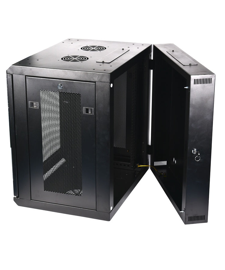 LightSaber Optics 12U Wall Mount Cabinet with Perforated Front & Side Panels, 24-inches Deep