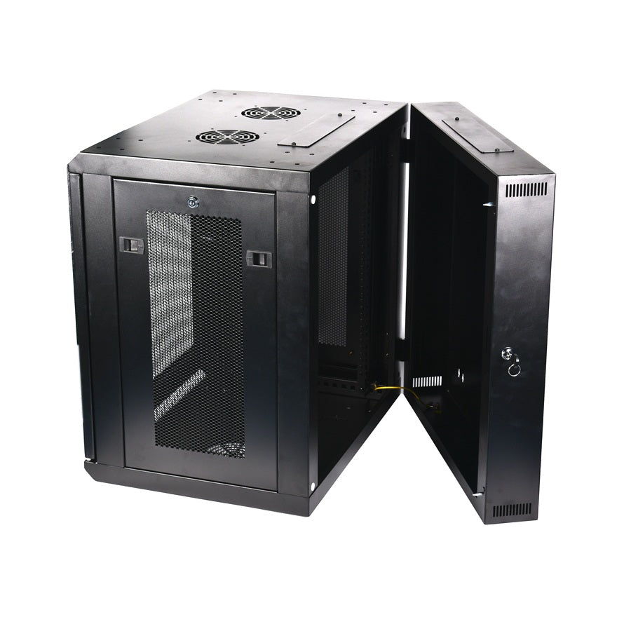 LightSaber Optics 12U Wall Mount Cabinet with Perforated Front & Side Panels, 24-inches Deep