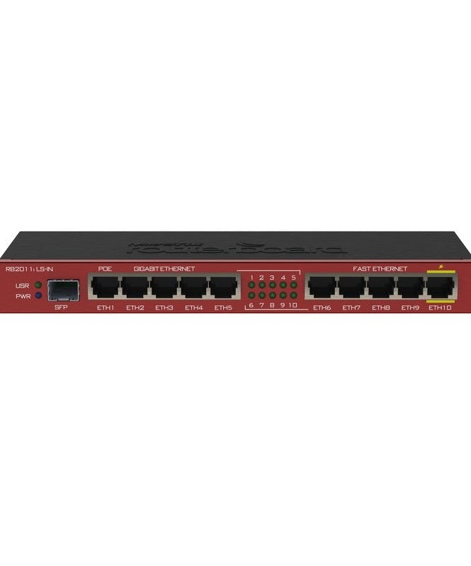 MikroTik RB2011ILS-IN 74K MIPS CPU 64MB RAM 1x SFP port 5x LAN 5x Gigabit