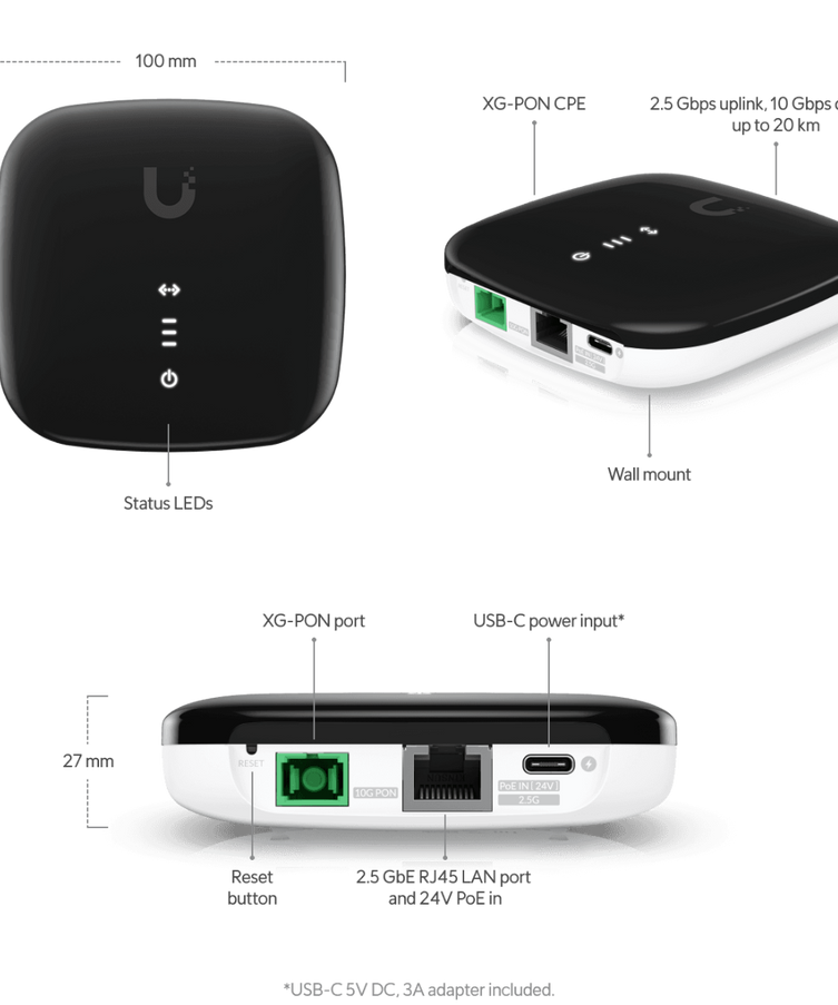 Ubiquiti UISP-FIBER-XG 2.5Gbps uplink/10Gbps ONU CPE