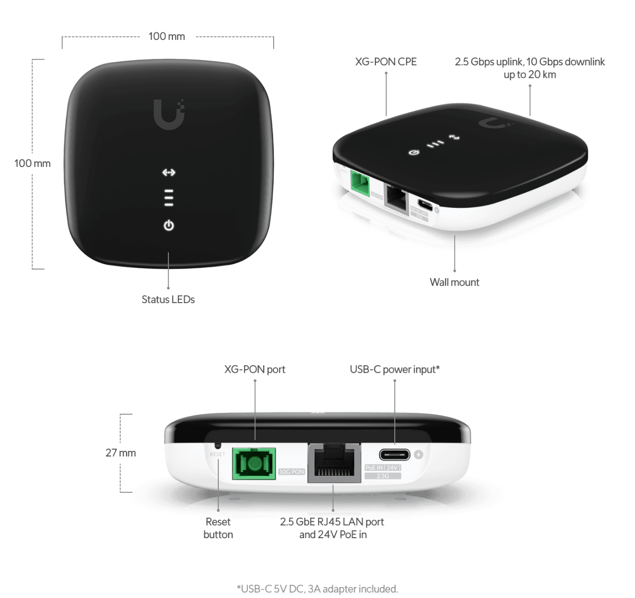 Ubiquiti UISP-FIBER-XG 2.5Gbps uplink/10Gbps ONU CPE