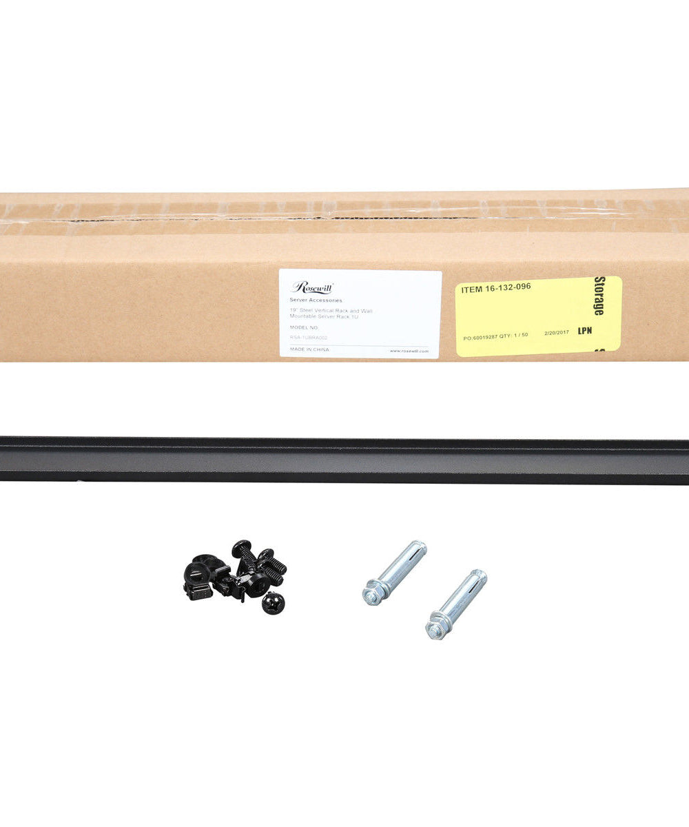 1U 19 Inch Steel Vertical Wall Mount Server Rack, Black 