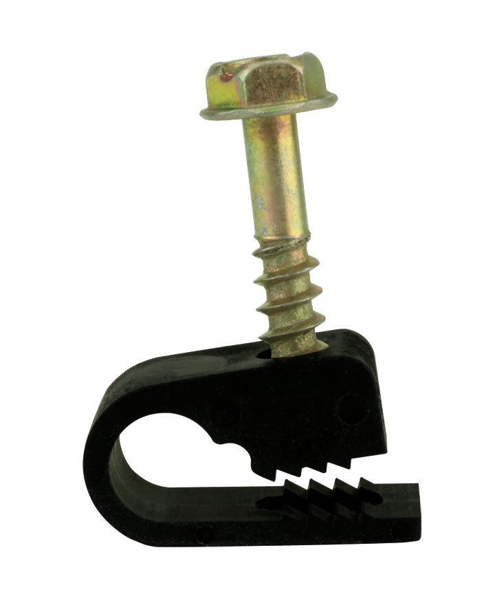 Flexible Screw Clips Single Cable Pack of 100 Black