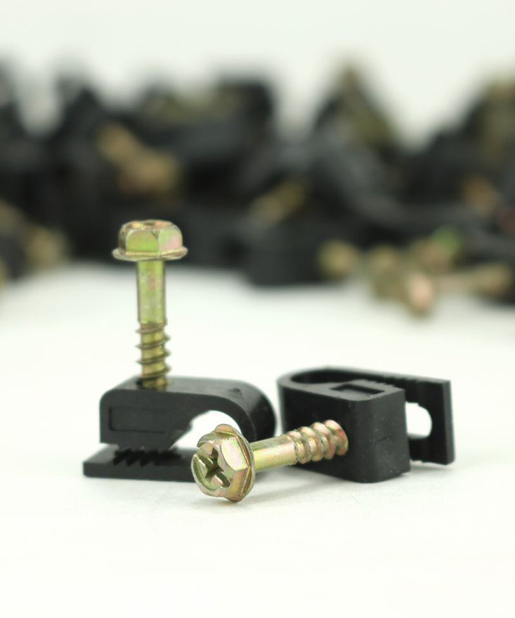 Flexible Screw Clips Single Cable Pack of 100 Black