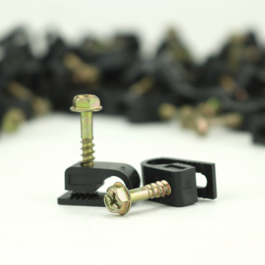 Flexible Screw Clips Single Cable Pack of 100 Black