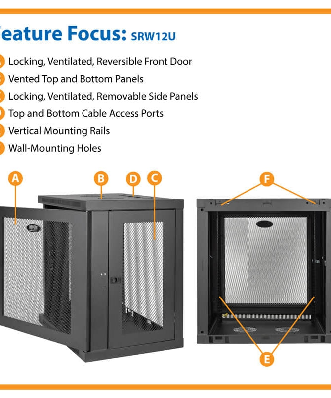 Tripp Lite SRW12U SmartRack 12U Low-Profile Switch-Depth Wall-Mount Rack Enclosure Cabinet