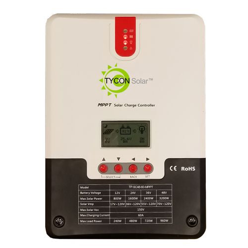 Tycon Solar MPPT Battery Charging Controller Voltage 12/24/36/48V 60A Solar 20A